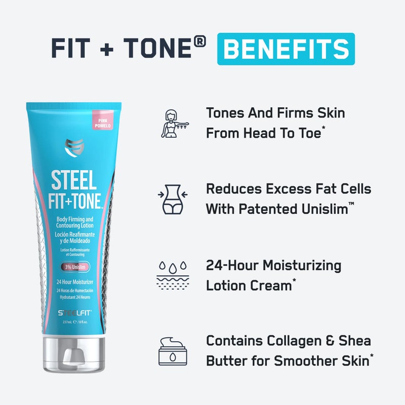 SteelFit Firming Body Lotion - Contouring & Skin Tightening Cream for Body - Firm & Tone Cellulite Remover for Legs Belly & Saggy Skin - Nourishing & Soothing with Shea & Cocoa Butter - Pink Pomelo - Image 2